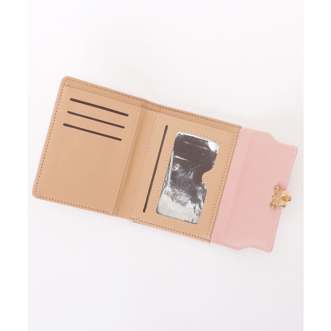 レースレディース Lace Ladies レザー調 フラワー デザイン 三つ折り 財布 （グレー） グレー