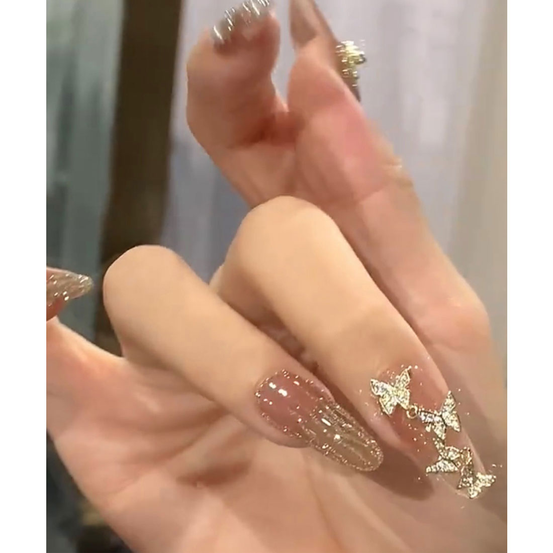 レースレディース Lace Ladies バラエティ ビジュー 血色カラー デザイン ネイルチップ【返品不可商品】 （D） D