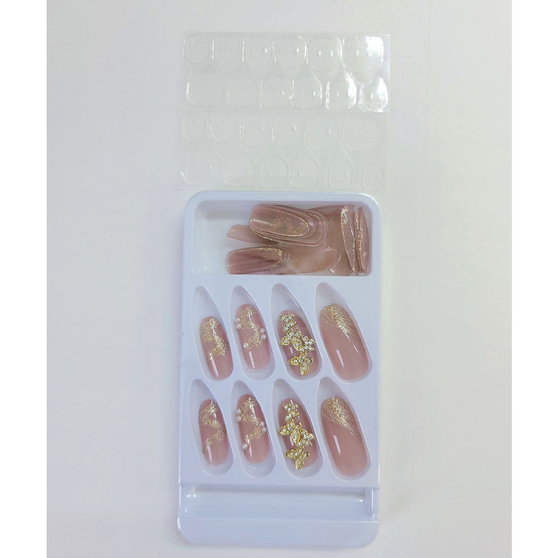レースレディース Lace Ladies バラエティ ビジュー 血色カラー デザイン ネイルチップ【返品不可商品】 （D） D