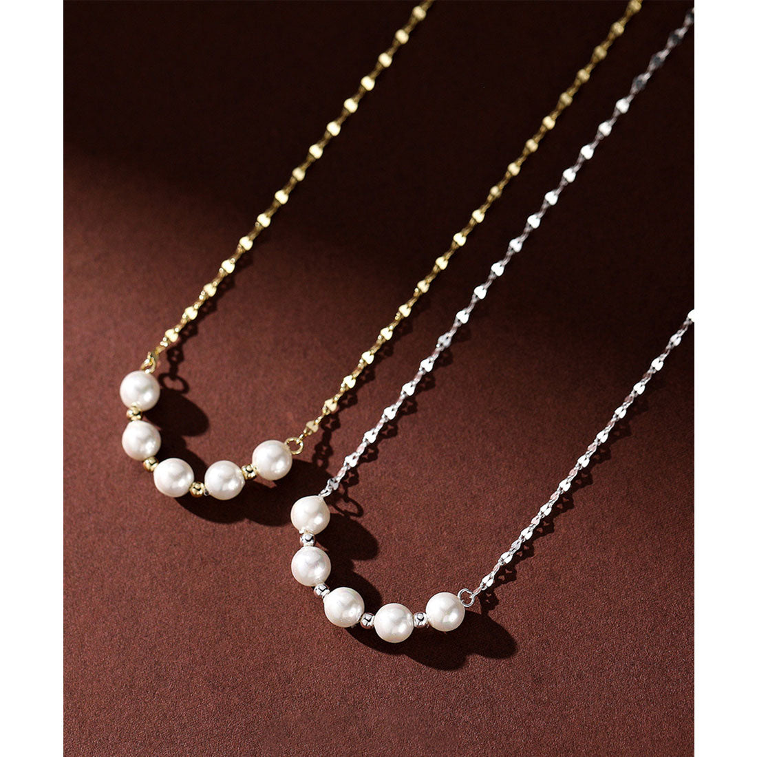 レースレディース Lace Ladies メタリック フロント パール コンビ ネックレス （シルバー） シルバー