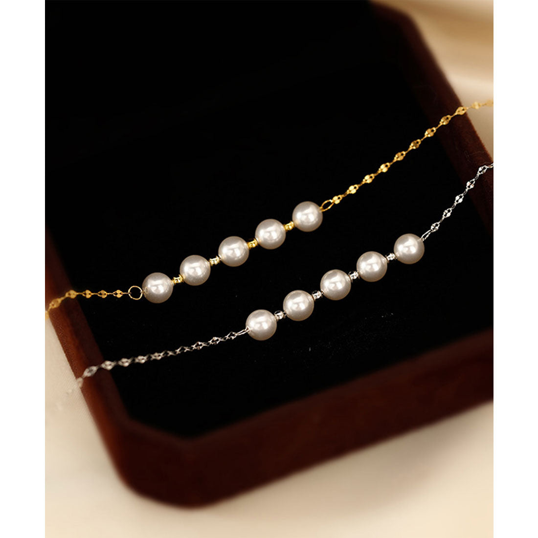 レースレディース Lace Ladies メタリック フロント パール コンビ ネックレス （シルバー） シルバー