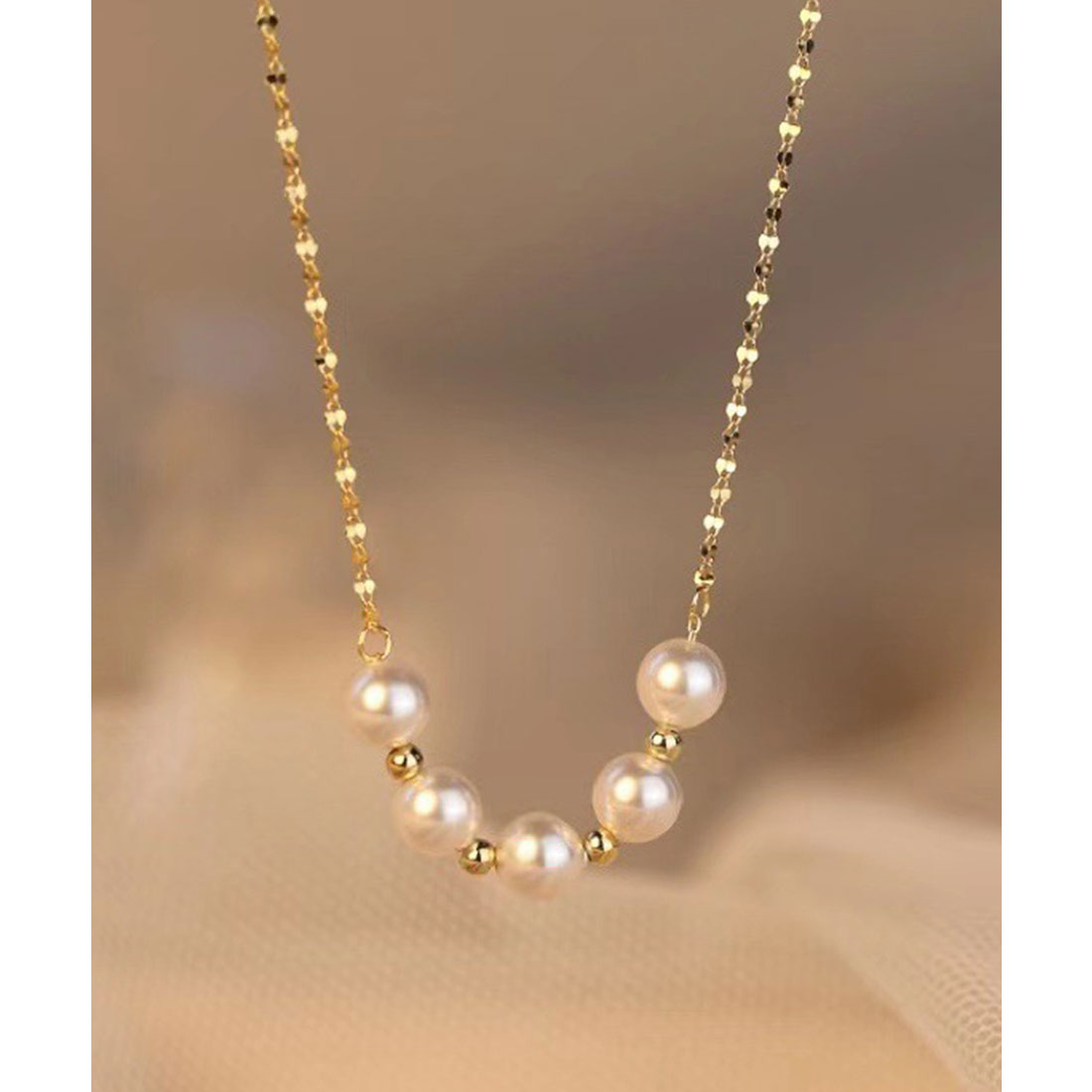 レースレディース Lace Ladies メタリック フロント パール コンビ ネックレス （シルバー） シルバー