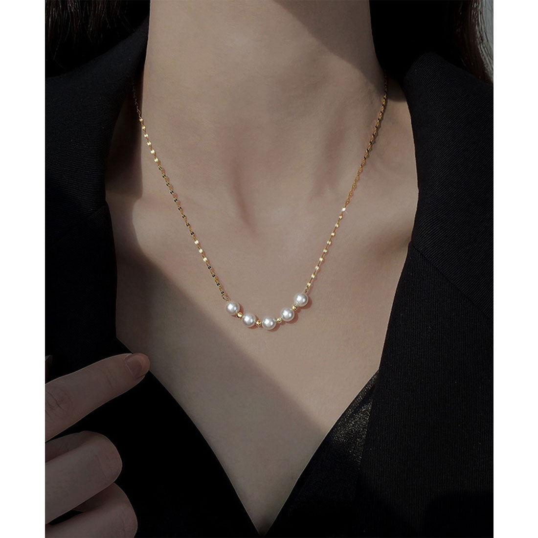 レースレディース Lace Ladies メタリック フロント パール コンビ ネックレス （ゴールド） ゴールド