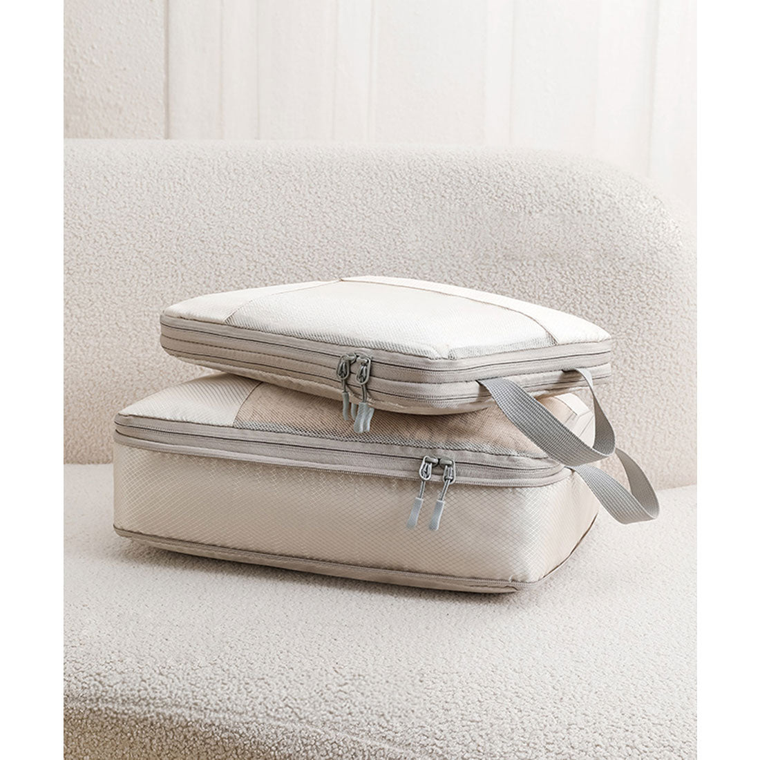 レースレディース Lace Ladies 【6点セット】ハンドル付き トラベル メッシュ ポーチ （アイボリー） アイボリー