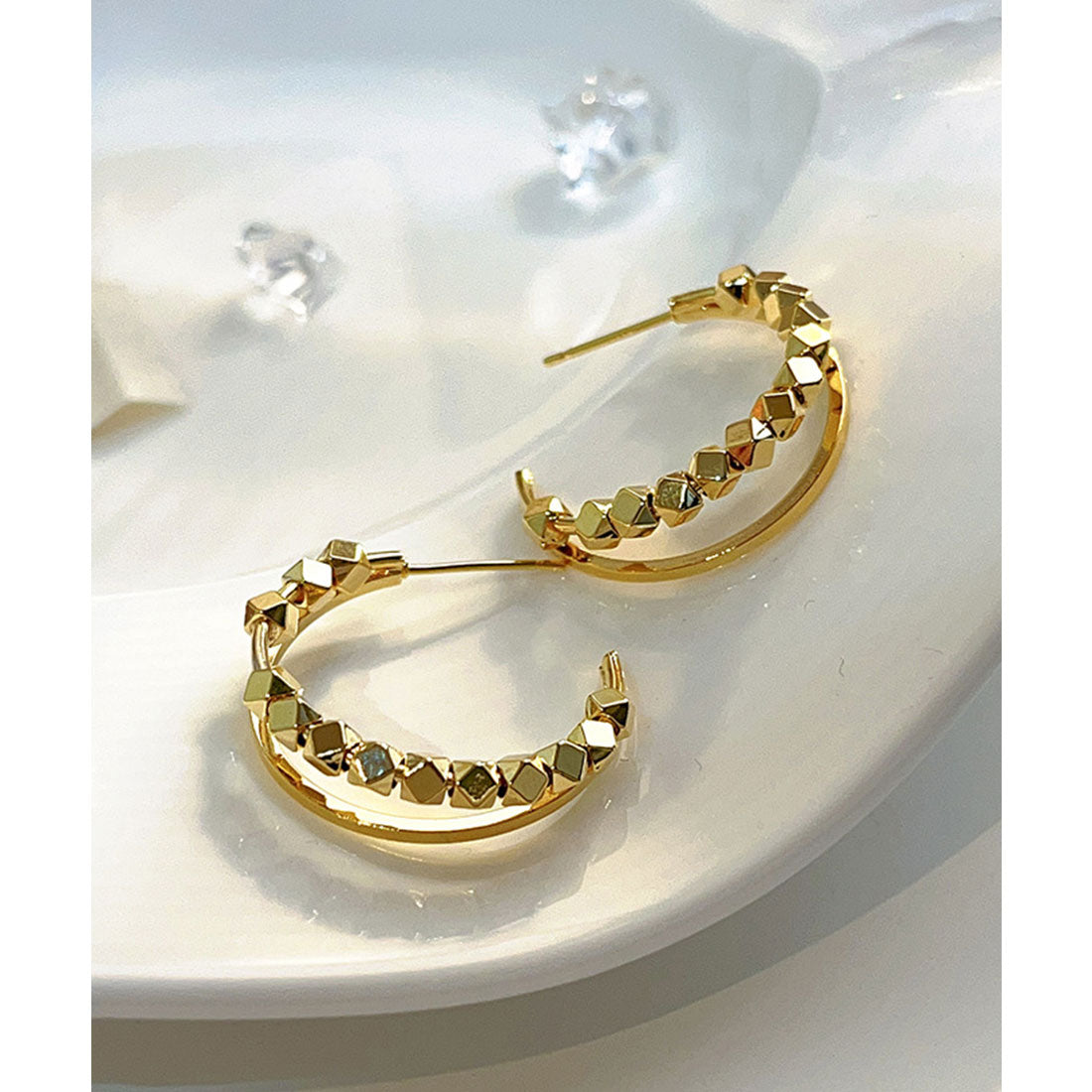 レースレディース Lace Ladies メタル 2連 ハーフ ループ ピアス （シルバー） シルバー