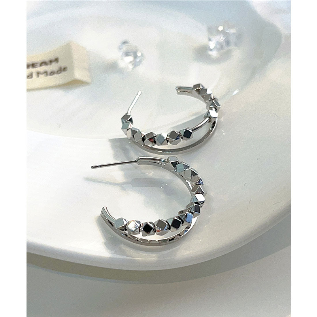 レースレディース Lace Ladies メタル 2連 ハーフ ループ ピアス （シルバー） シルバー