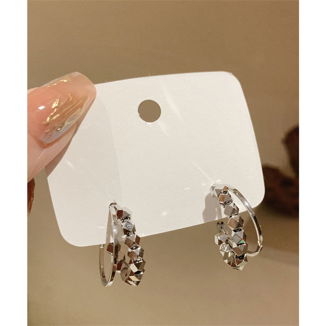 レースレディース Lace Ladies メタル 2連 ハーフ ループ ピアス （シルバー） シルバー