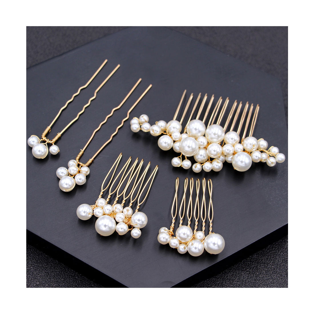 レースレディース Lace Ladies 【5本セット】ボタニカル パール ヘアコーム Uピン （シルバー） シルバー