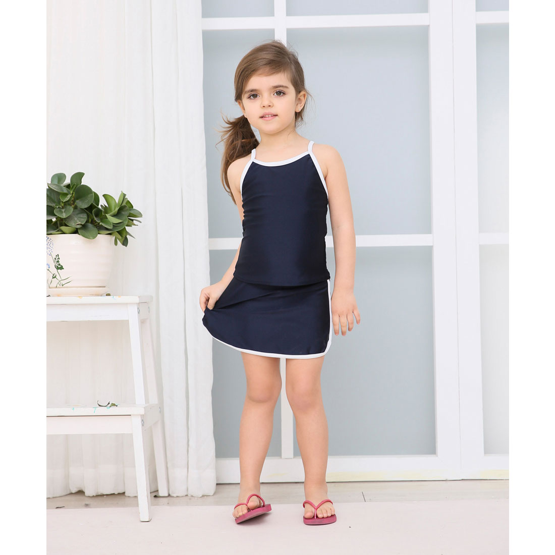 レースレディース Lace Ladies 女児 ライン入り セパレート スカートタイプ スクール水着 ガールズ 女子 ワンピース水着【返品不可商品】