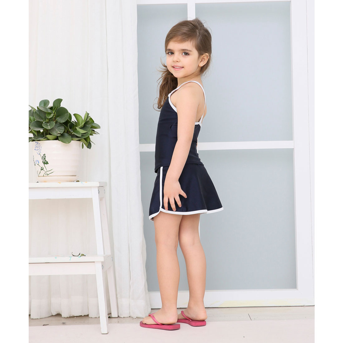 レースレディース Lace Ladies 女児 ライン入り セパレート スカートタイプ スクール水着 ガールズ 女子 ワンピース水着【返品不可商品】