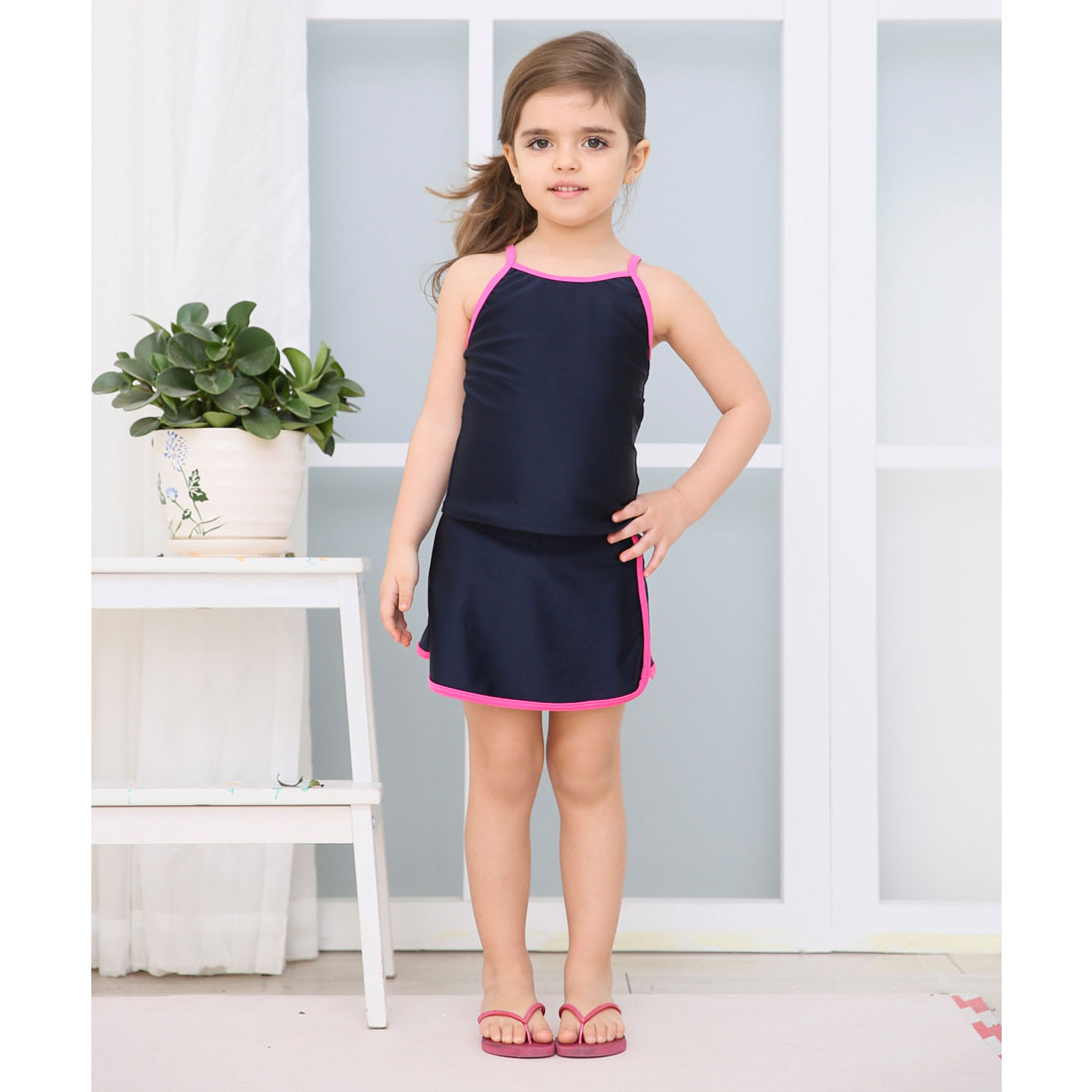 レースレディース Lace Ladies 女児 ライン入り セパレート スカートタイプ スクール水着 ガールズ 女子 ワンピース水着【返品不可商品】