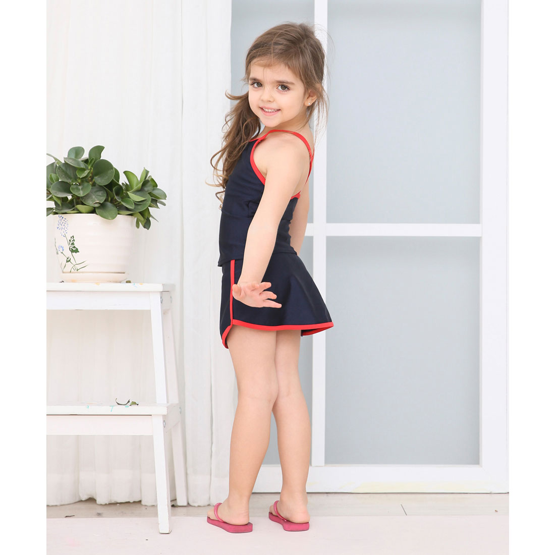 レースレディース Lace Ladies 女児 ライン入り セパレート スカートタイプ スクール水着 ガールズ 女子 ワンピース水着【返品不可商品】