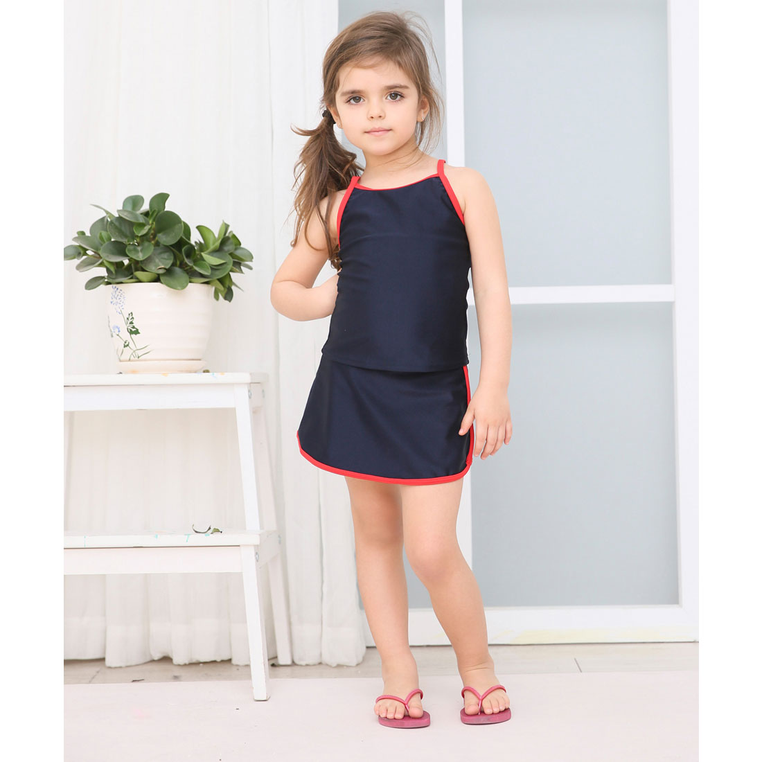 レースレディース Lace Ladies 女児 ライン入り セパレート スカートタイプ スクール水着 ガールズ 女子 ワンピース水着【返品不可商品】