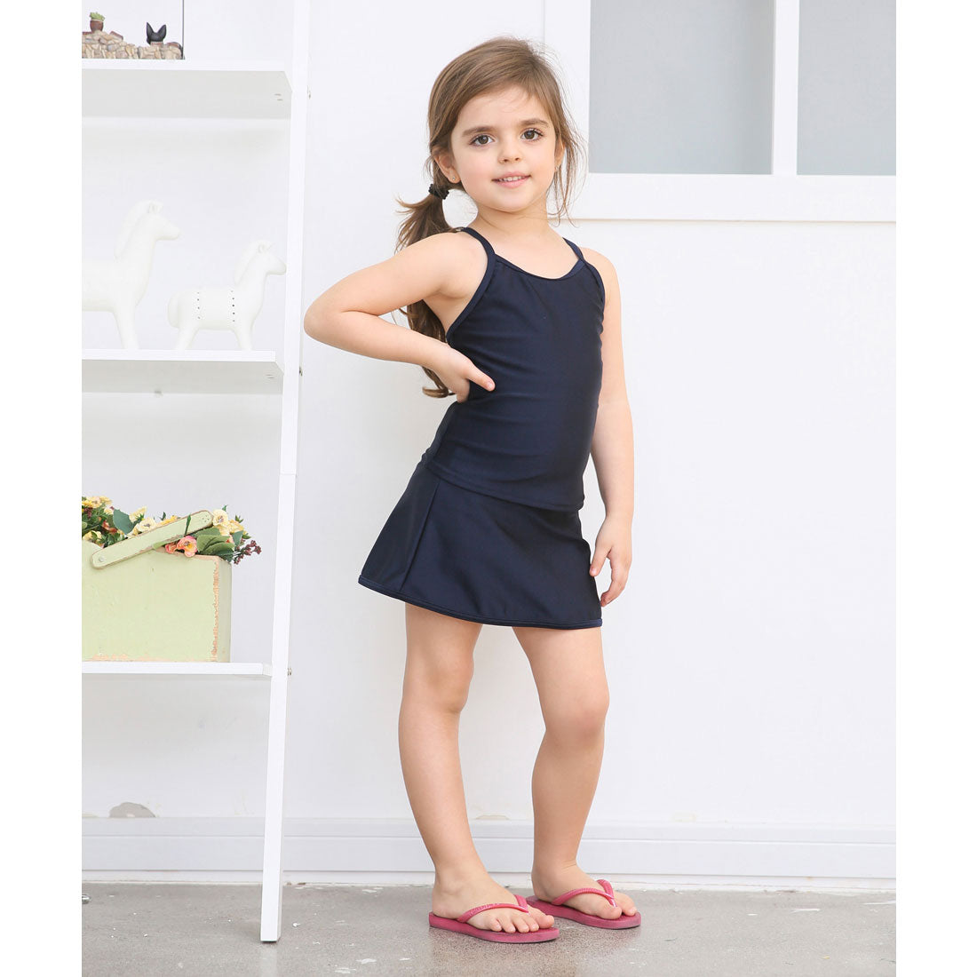 レースレディース Lace Ladies 女児 ライン入り セパレート スカートタイプ スクール水着 ガールズ 女子 ワンピース水着【返品不可商品】