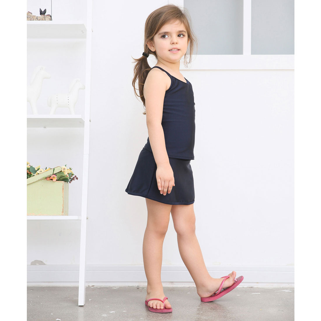 レースレディース Lace Ladies 女児 ライン入り セパレート スカートタイプ スクール水着 ガールズ 女子 ワンピース水着【返品不可商品】