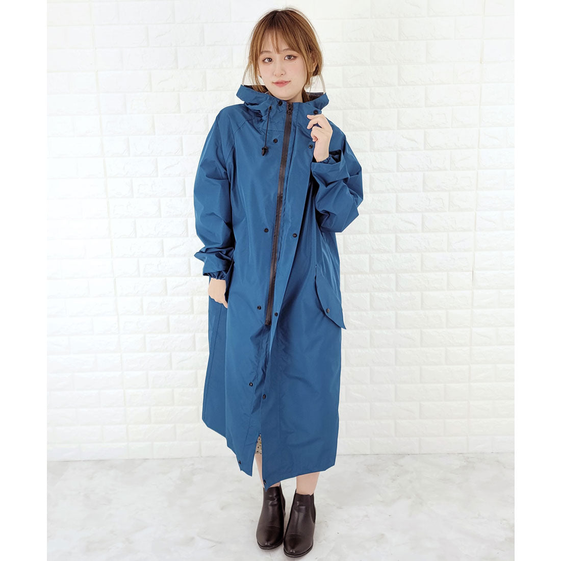 レースレディース Lace Ladies フード付きレインコート 収納袋付き,ブルーグリーン