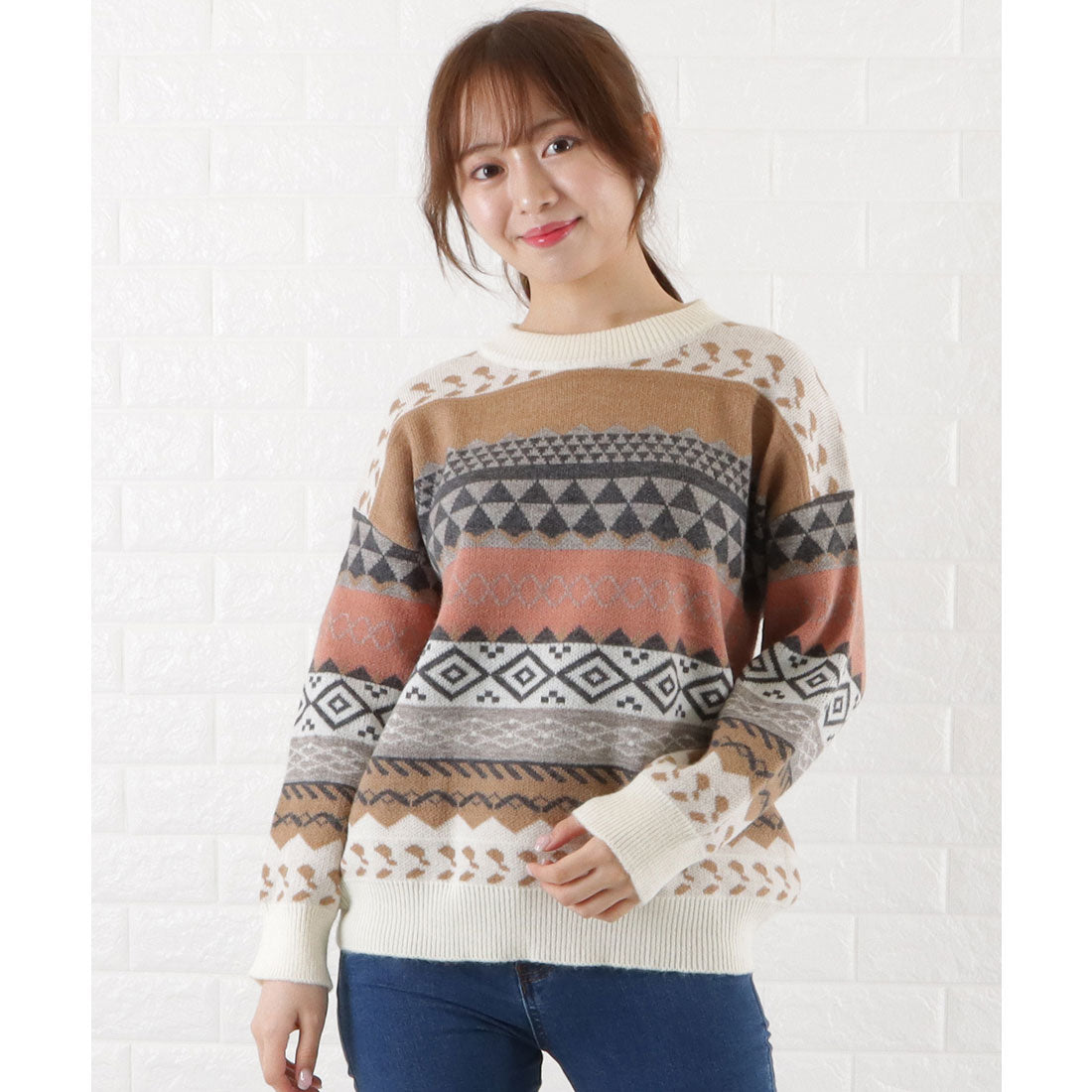 Race Ladies Lace Ladies Nordic Jacquard Knit Pullover