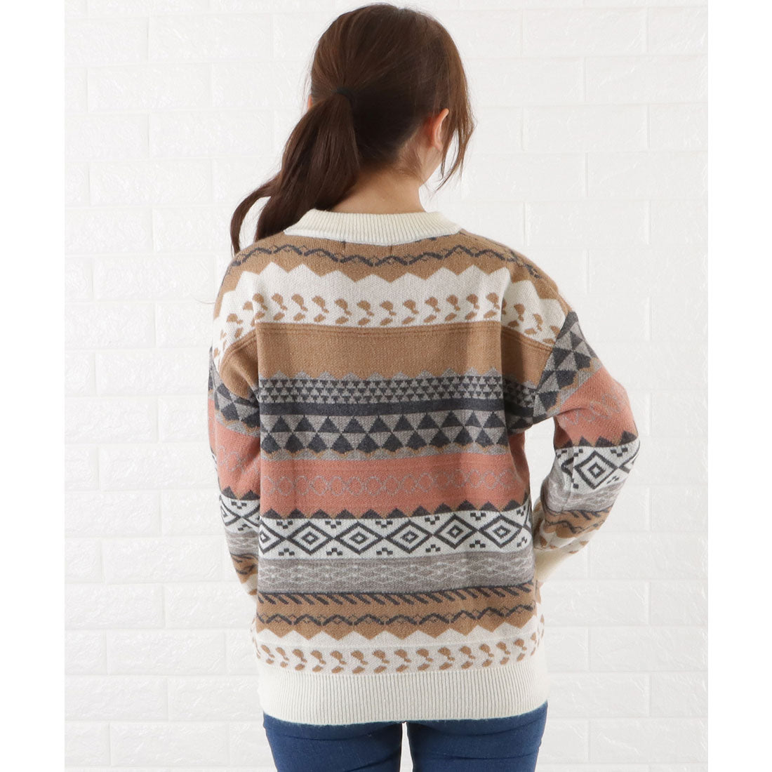 Race Ladies Lace Ladies Nordic Jacquard Knit Pullover