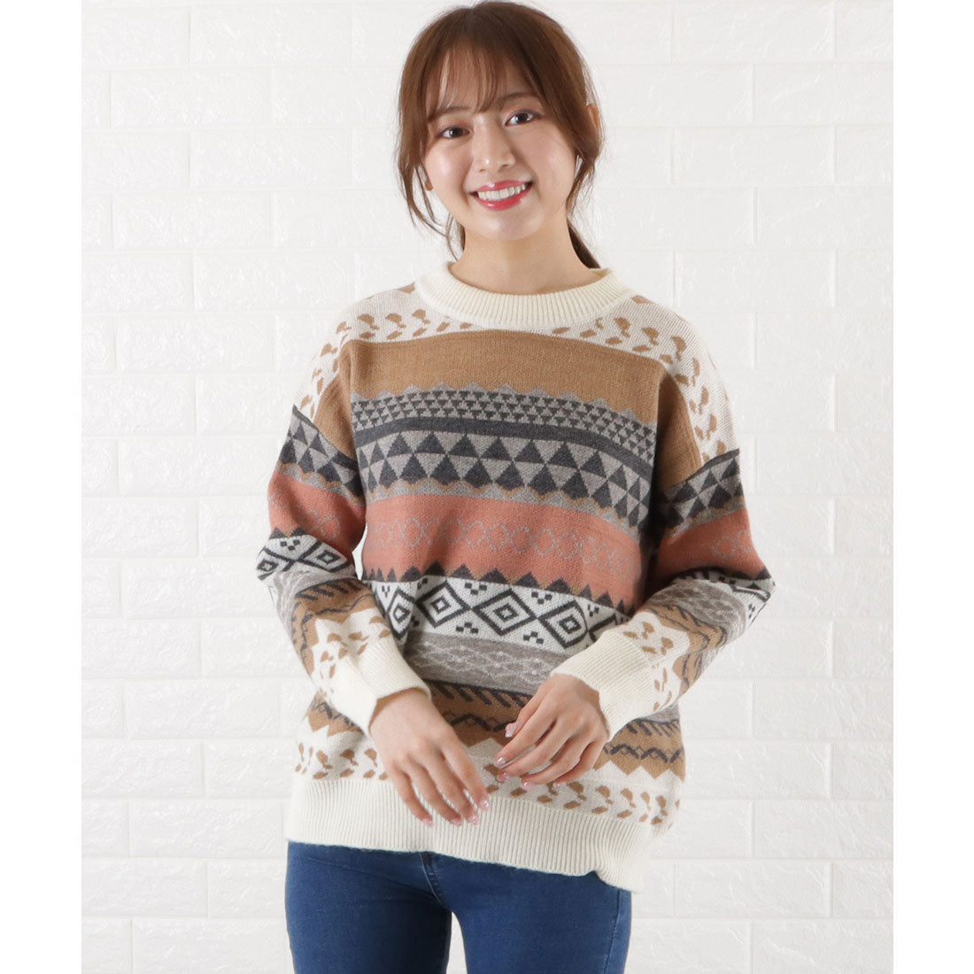 Race Ladies Lace Ladies Nordic Jacquard Knit Pullover