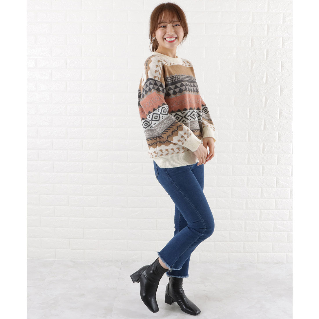 Race Ladies Lace Ladies Nordic Jacquard Knit Pullover