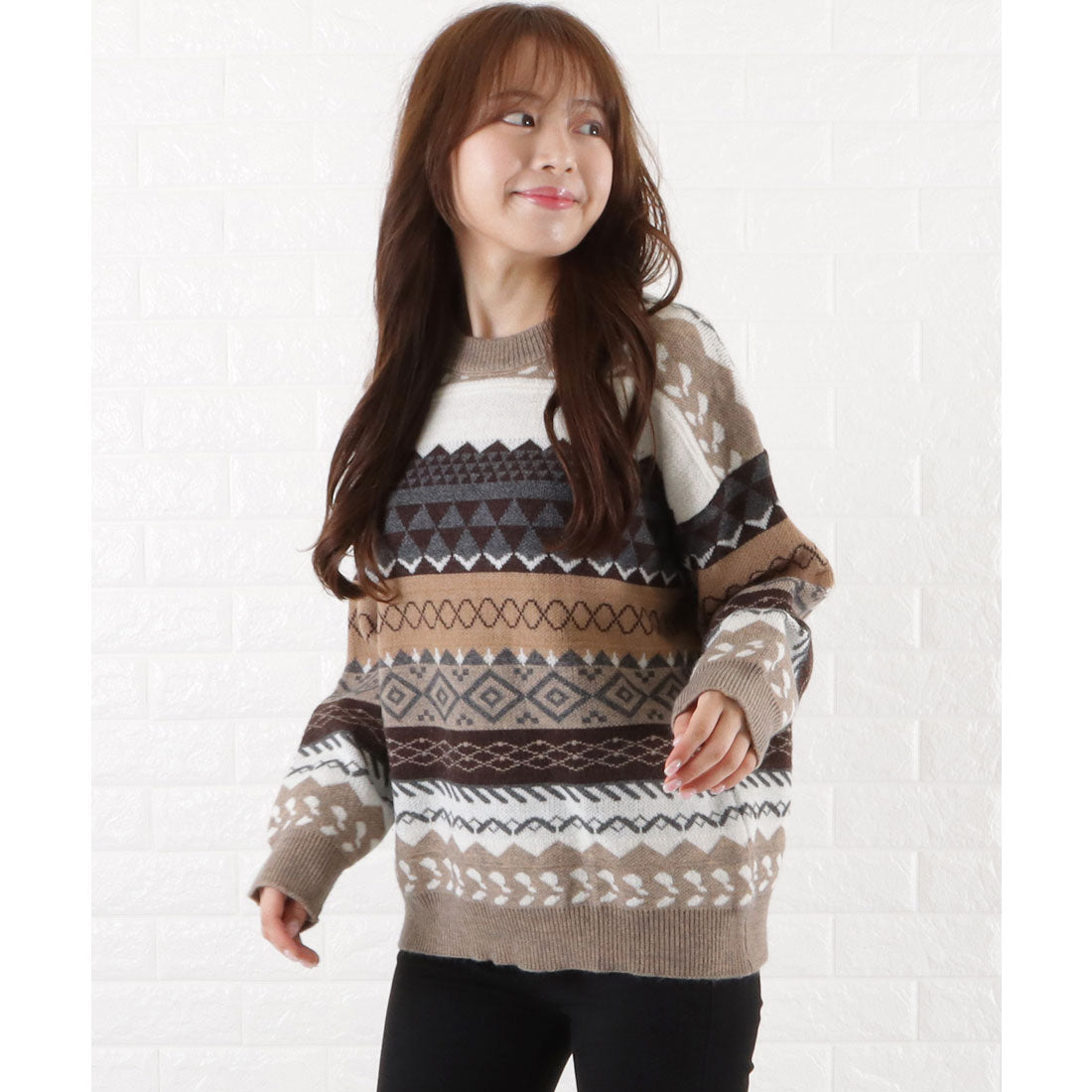 Race Ladies Lace Ladies Nordic Jacquard Knit Pullover