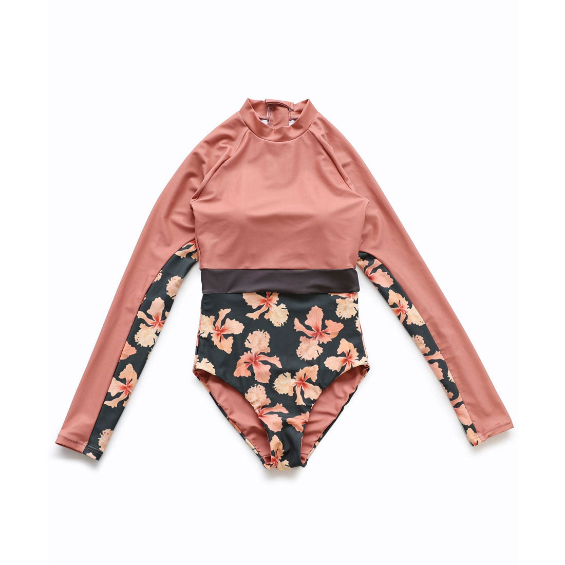 レースレディース Lace Ladies 花柄ドッキングワンピース長袖水着【返品不可商品】