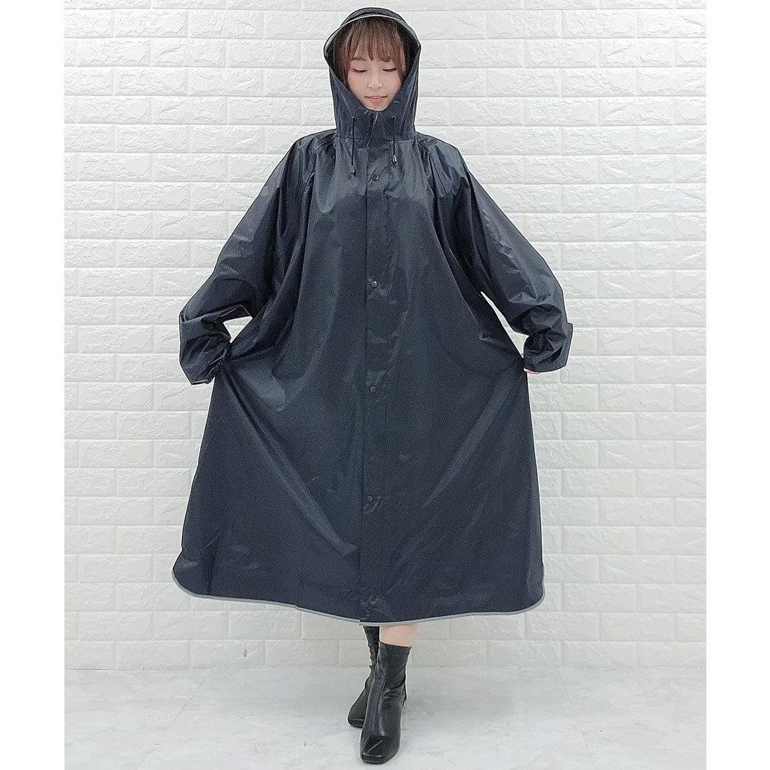 レースレディース Lace Ladies レインコート 男女兼用 バイザー取り外し可能 収納袋付,ネイビー