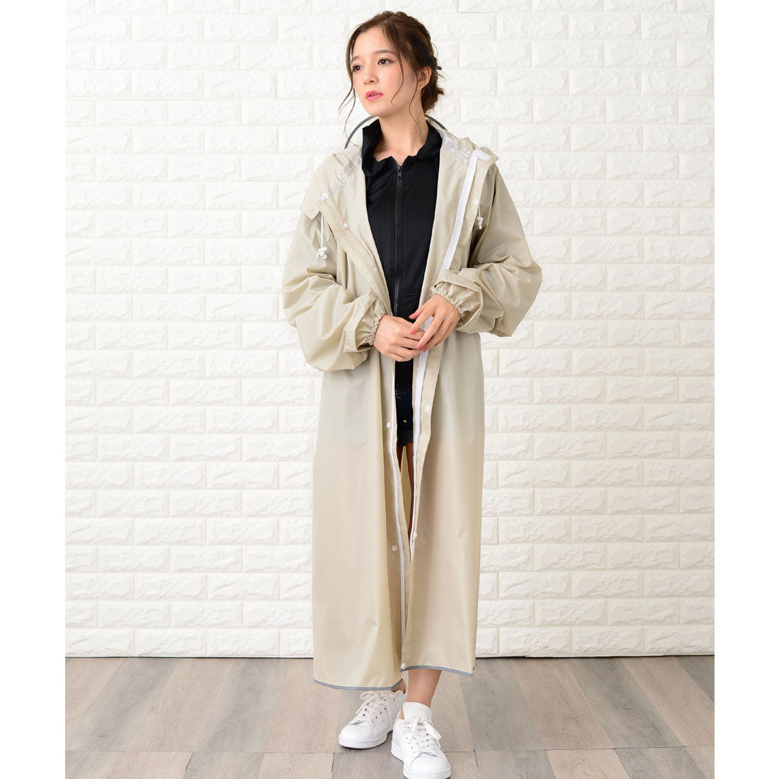 レースレディース Lace Ladies レインコート 男女兼用 バイザー取り外し可能 収納袋付,グレージュ