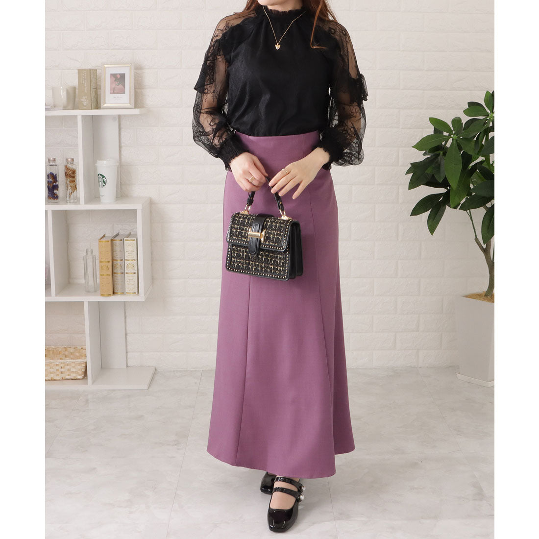 レースレディース Lace Ladies フリルハイネックレーシィブラウス