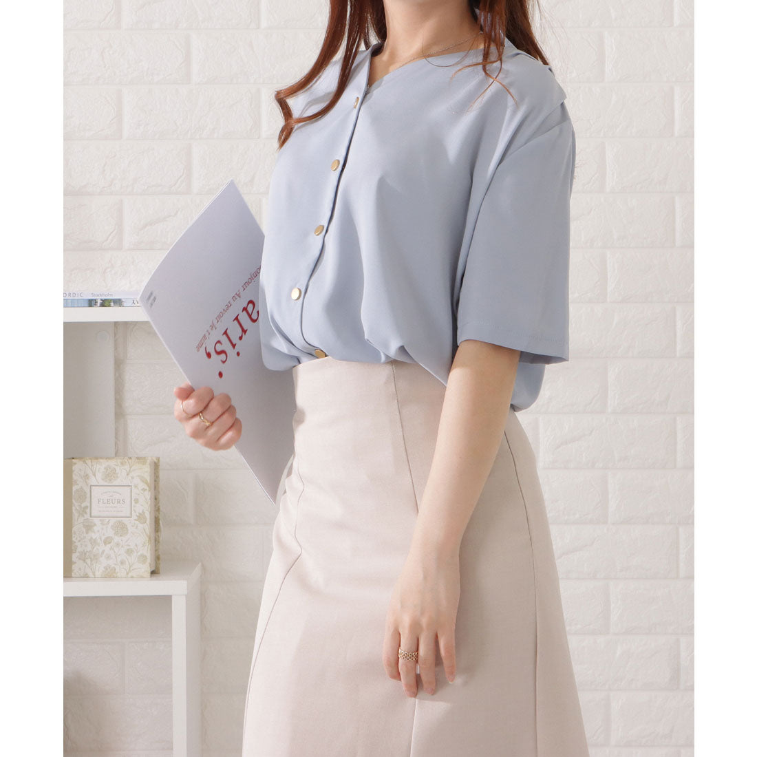 レースレディース Lace Ladies Vネック前開きとろみブラウス