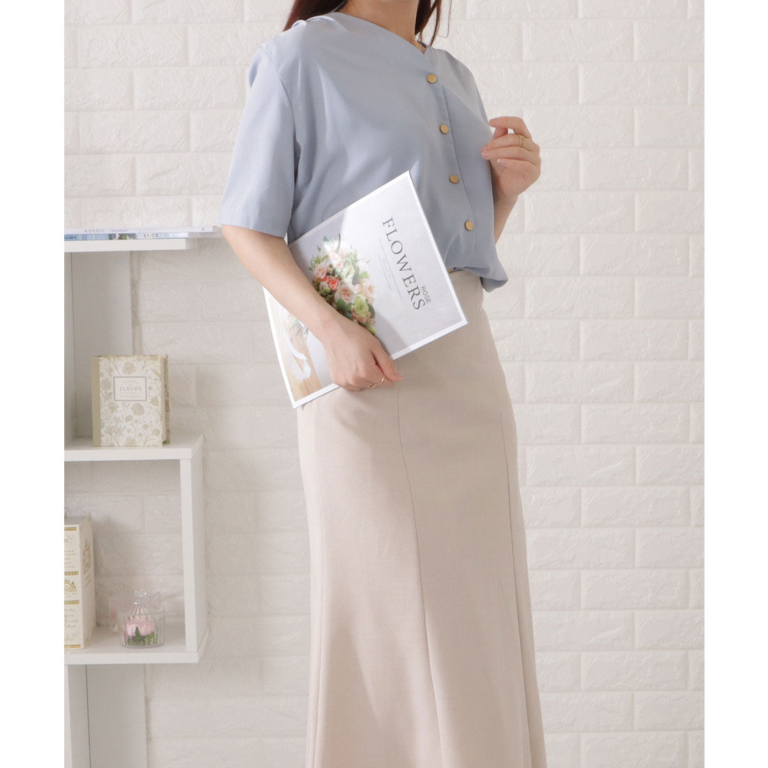 レースレディース Lace Ladies Vネック前開きとろみブラウス