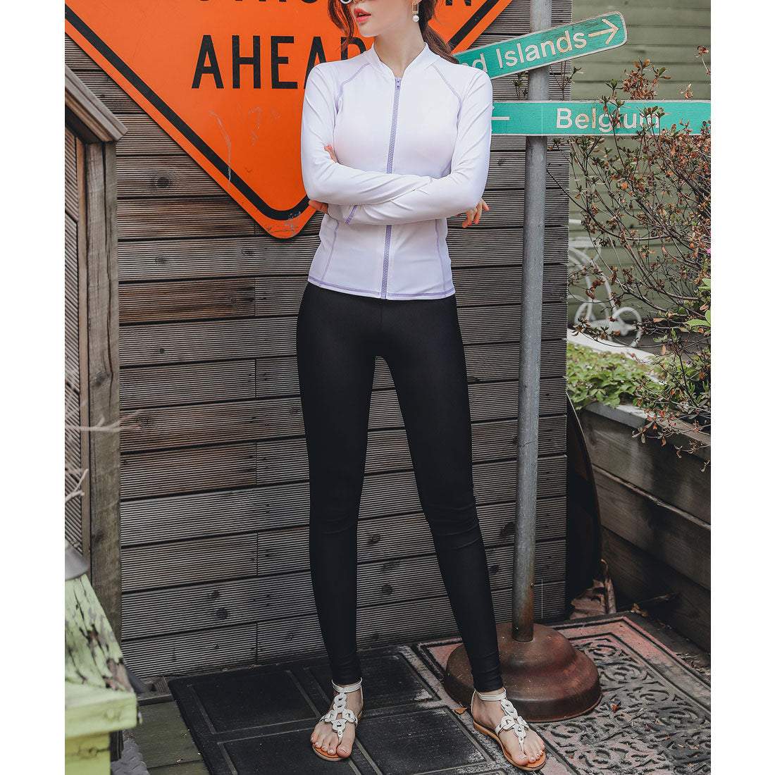 レースレディース Lace Ladies ロングファスナーフィットネス水着 セパレート