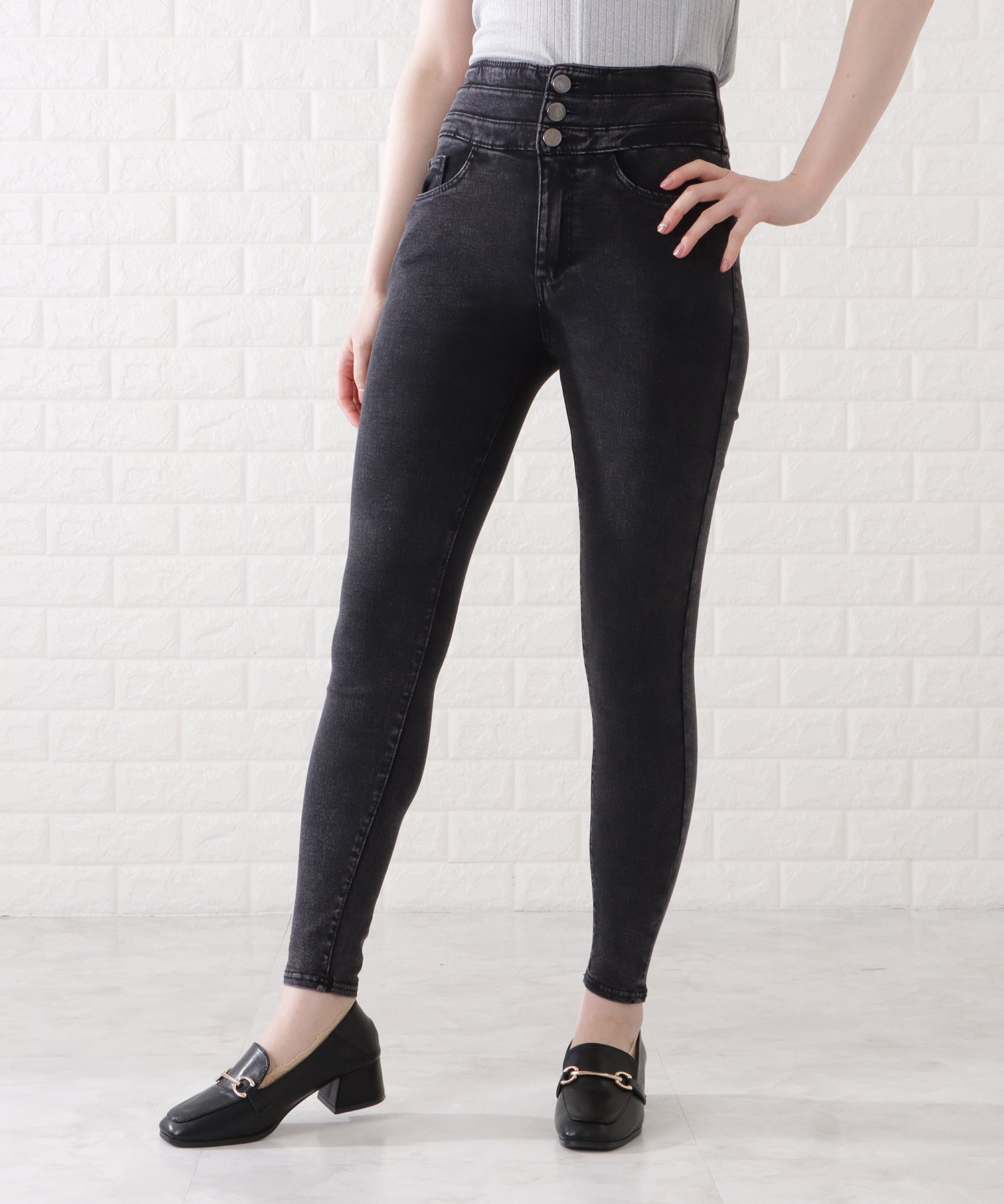 レースレディース Lace Ladies ハイウエストストレッチスキニーパンツ （ダークグレー） ダークグレー