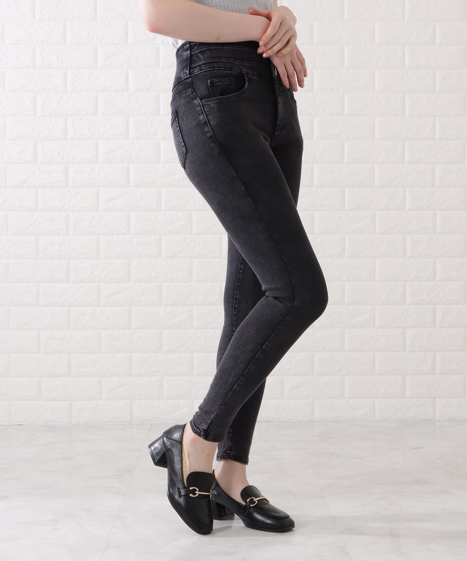 レースレディース Lace Ladies ハイウエストストレッチスキニーパンツ （ダークグレー） ダークグレー