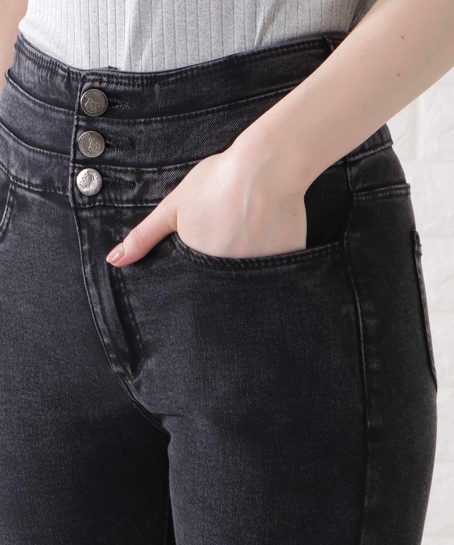 レースレディース Lace Ladies ハイウエストストレッチスキニーパンツ （ダークグレー） ダークグレー