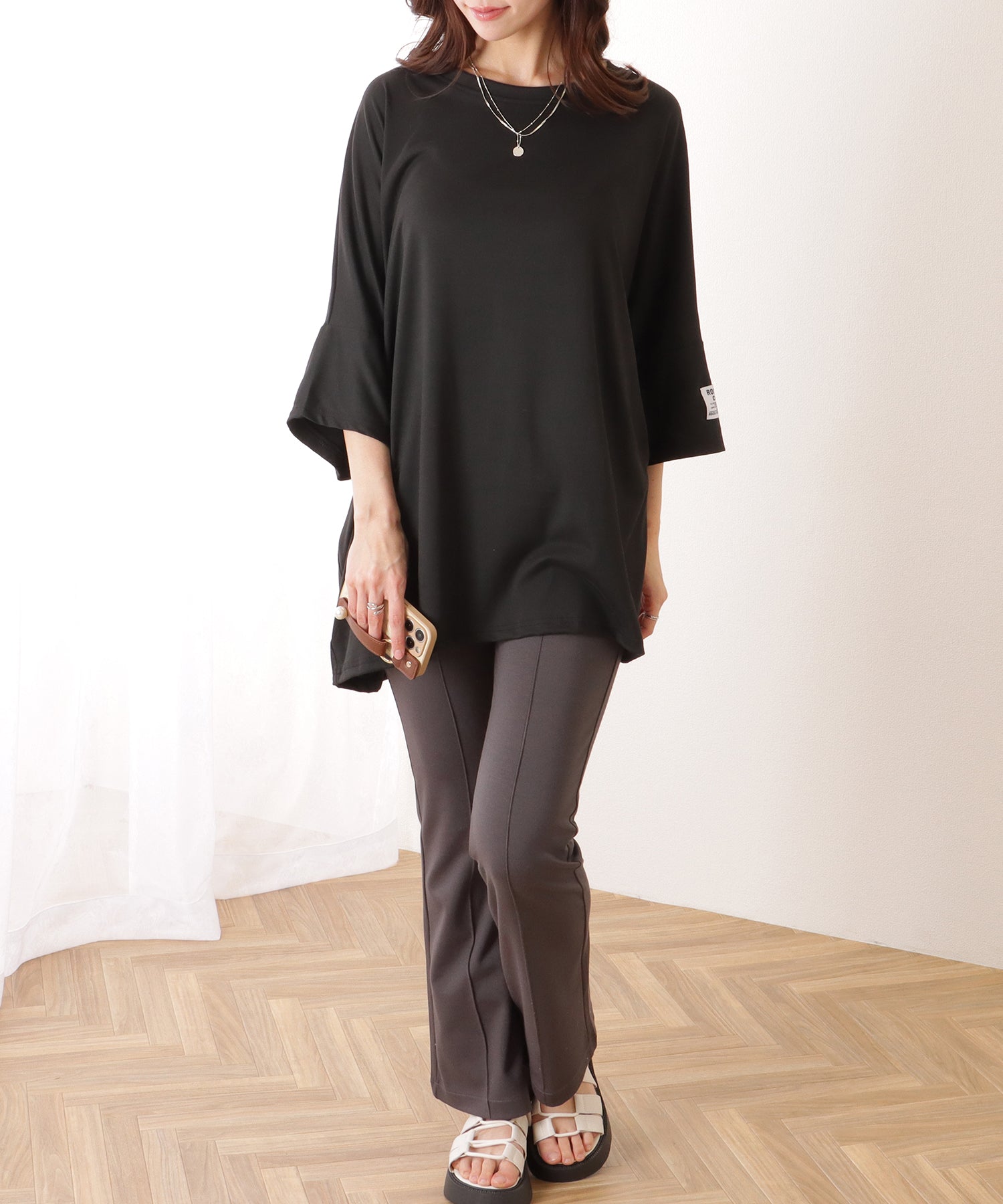 レースレディース Lace Ladies ソリッドカラー タグ付き オーバーサイズ 半袖 Tシャツ （グレー） グレー