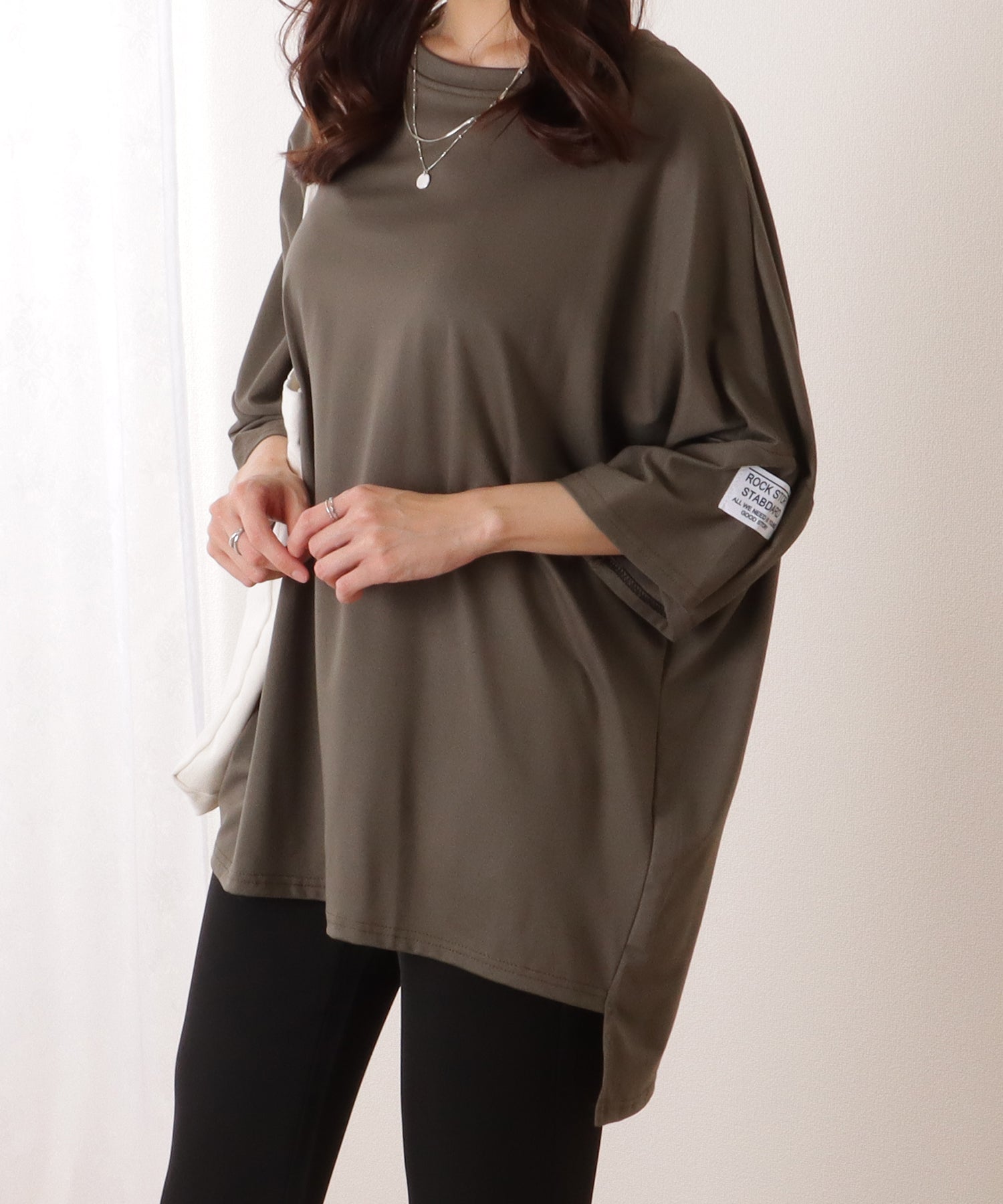 レースレディース Lace Ladies ソリッドカラー タグ付き オーバーサイズ 半袖 Tシャツ （グレー） グレー