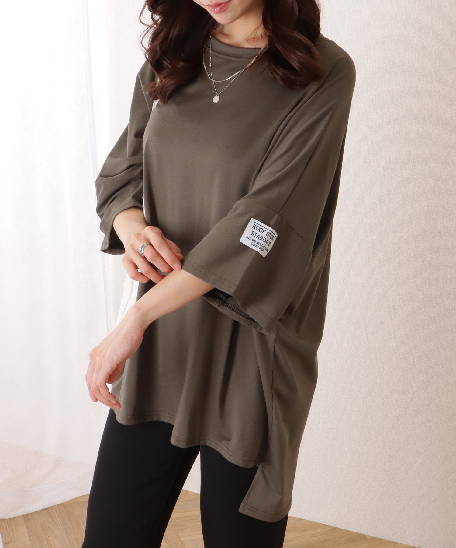 レースレディース Lace Ladies ソリッドカラー タグ付き オーバーサイズ 半袖 Tシャツ （グレー） グレー
