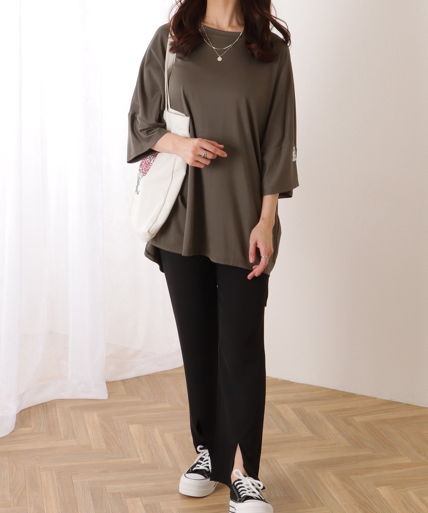 レースレディース Lace Ladies ソリッドカラー タグ付き オーバーサイズ 半袖 Tシャツ （グレー） グレー