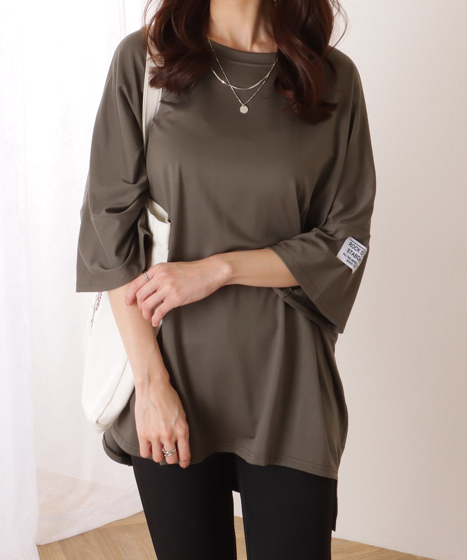 レースレディース Lace Ladies ソリッドカラー タグ付き オーバーサイズ 半袖 Tシャツ （グレー） グレー