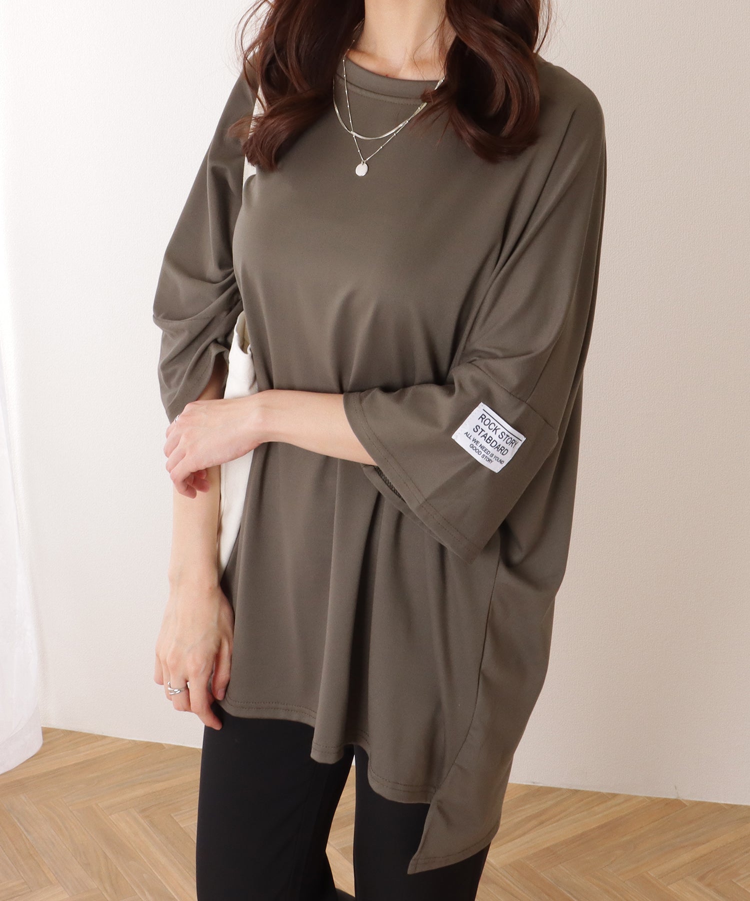 レースレディース Lace Ladies ソリッドカラー タグ付き オーバーサイズ 半袖 Tシャツ （グレー） グレー
