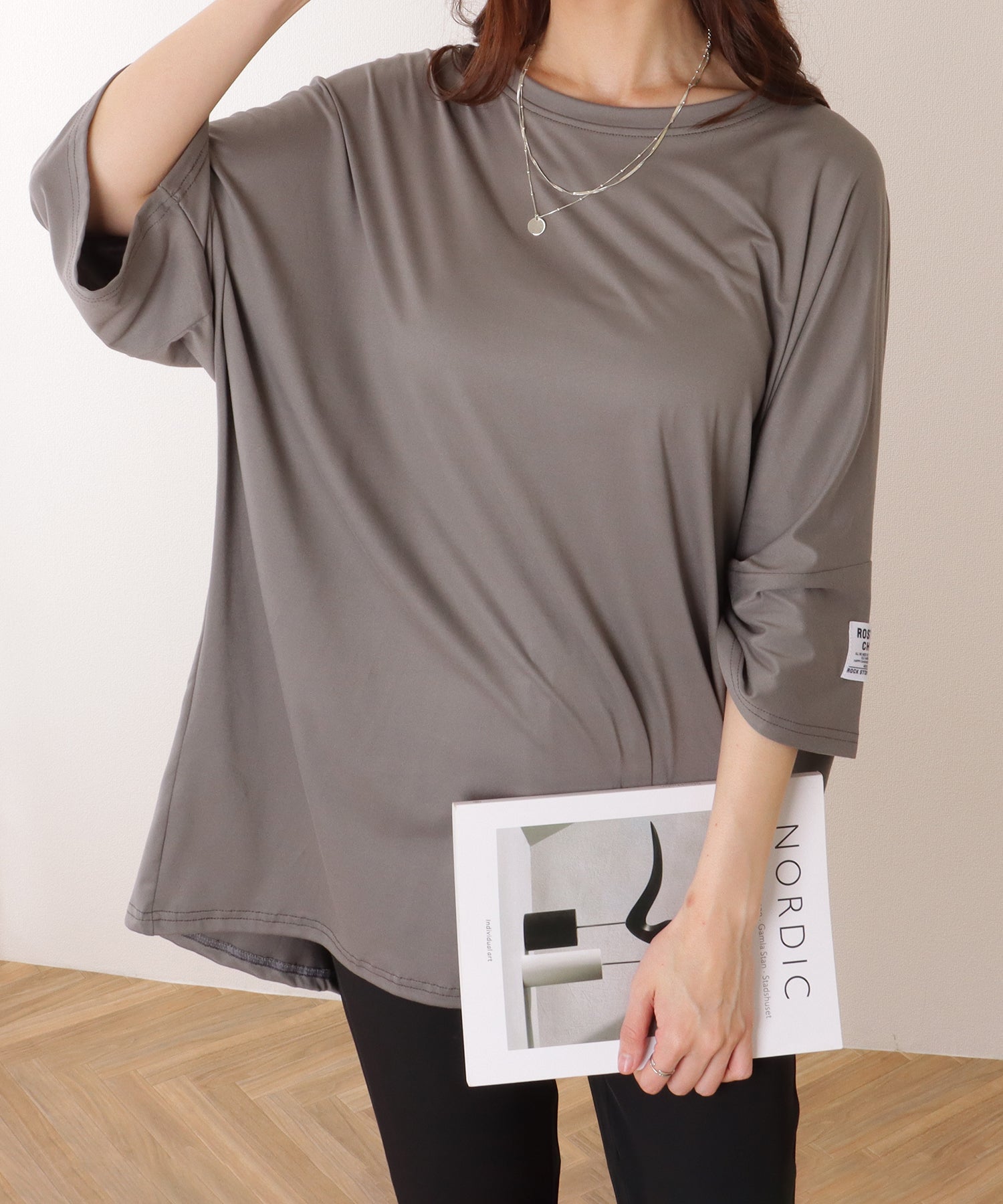 レースレディース Lace Ladies ソリッドカラー タグ付き オーバーサイズ 半袖 Tシャツ （グレー） グレー