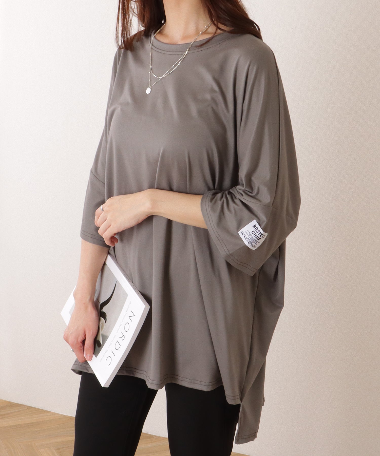 レースレディース Lace Ladies ソリッドカラー タグ付き オーバーサイズ 半袖 Tシャツ （グレー） グレー