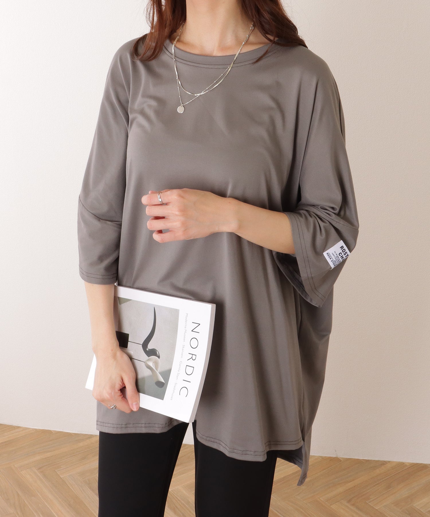 レースレディース Lace Ladies ソリッドカラー タグ付き オーバーサイズ 半袖 Tシャツ （グレー） グレー