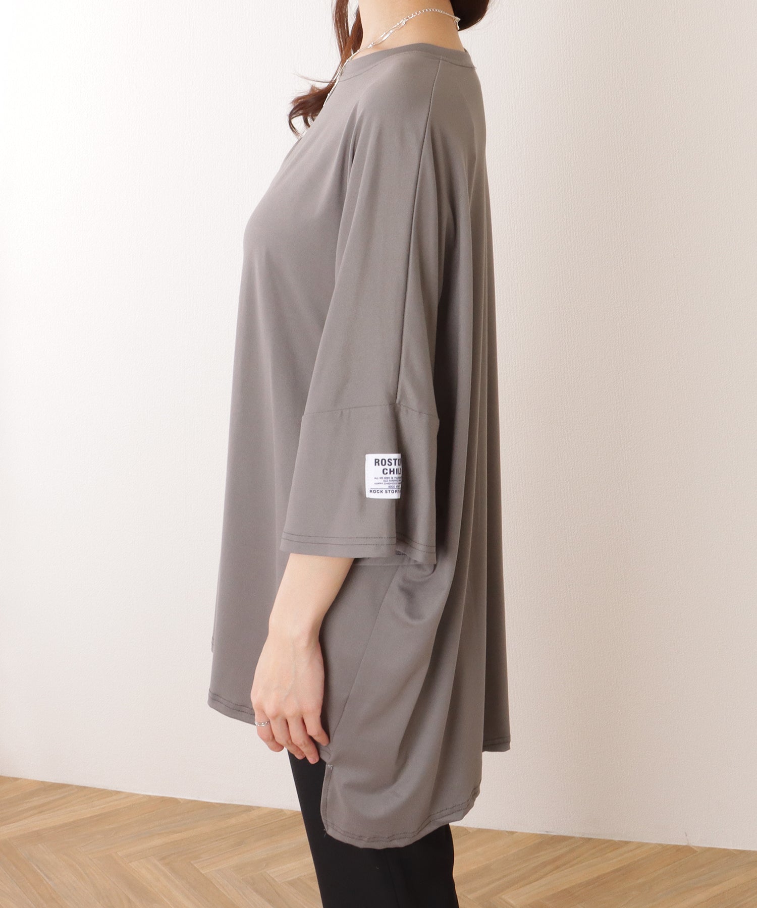 レースレディース Lace Ladies ソリッドカラー タグ付き オーバーサイズ 半袖 Tシャツ （グレー） グレー