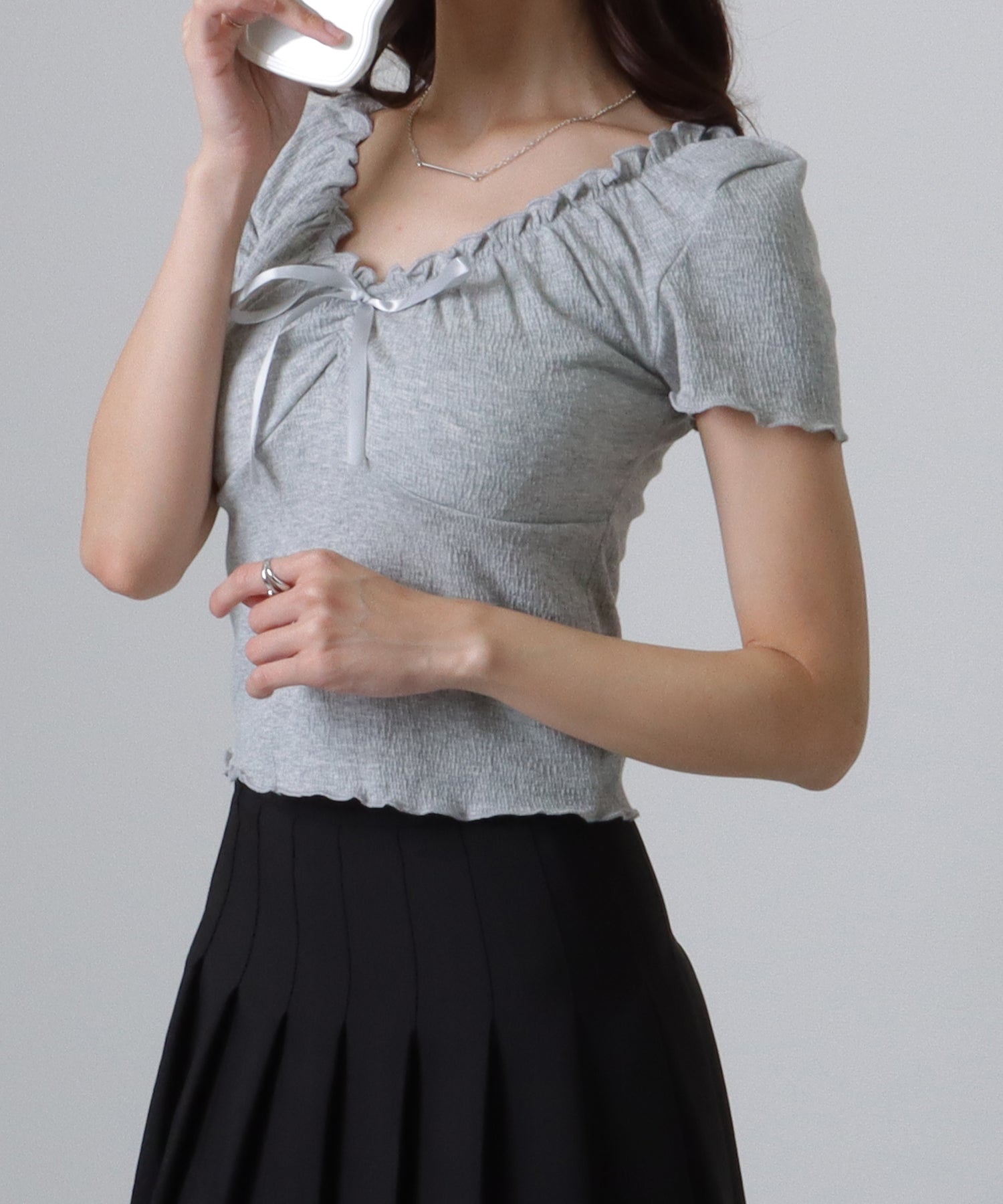 レースレディース Lace Ladies 深Vネック 2WAY オフショル メロウ トップス （ミント） ミント