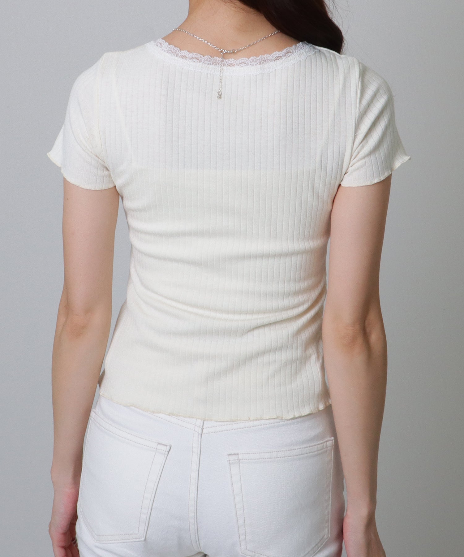 レースレディース Lace Ladies フリル リボン 半袖 メロウ Tシャツ （ブルー） ブルー