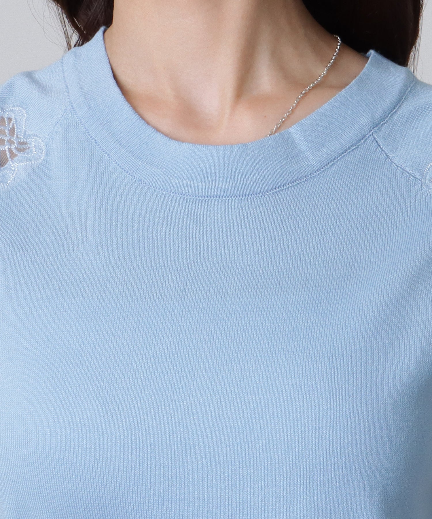 レースレディース Lace Ladies ショルダー レース 半袖 ニット トップス （ブラック） ブラック