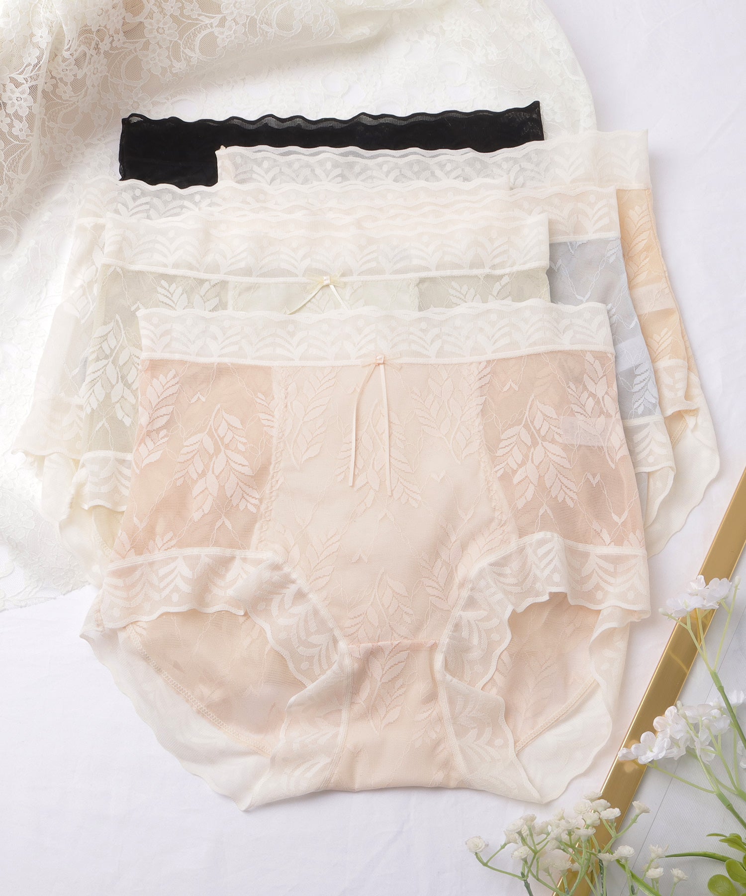 レースレディース Lace Ladies 【6枚セット】ハイウエストボタニカルレース補正ショーツ【返品不可商品】 （6枚セット） 6枚セット