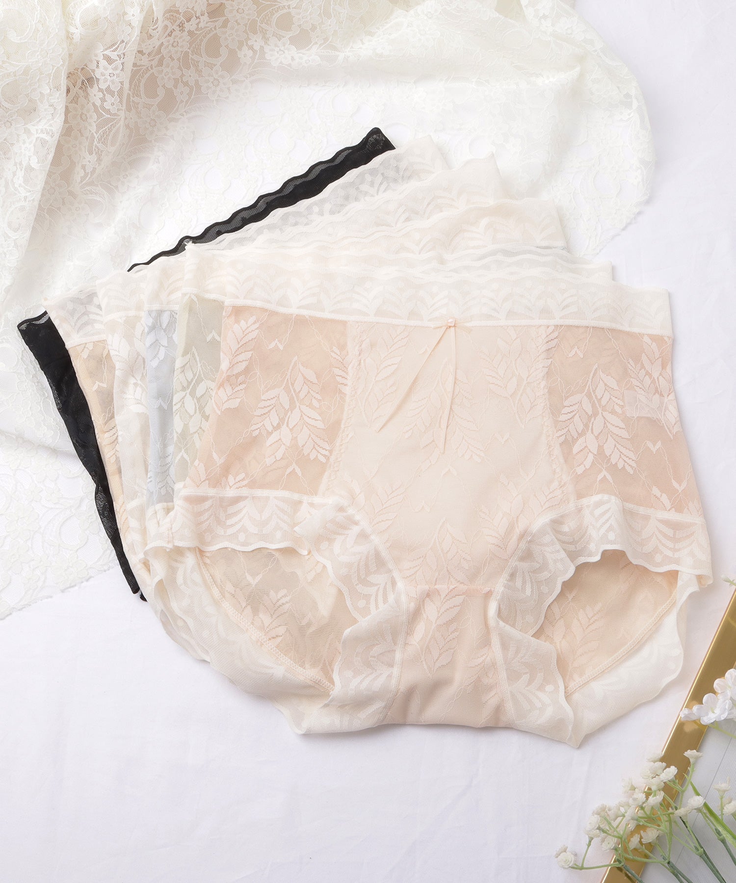 レースレディース Lace Ladies 【6枚セット】ハイウエストボタニカルレース補正ショーツ【返品不可商品】 （6枚セット） 6枚セット
